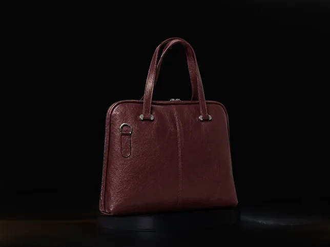 Leather handbag before colour matching, delivered as three colourways from one shot