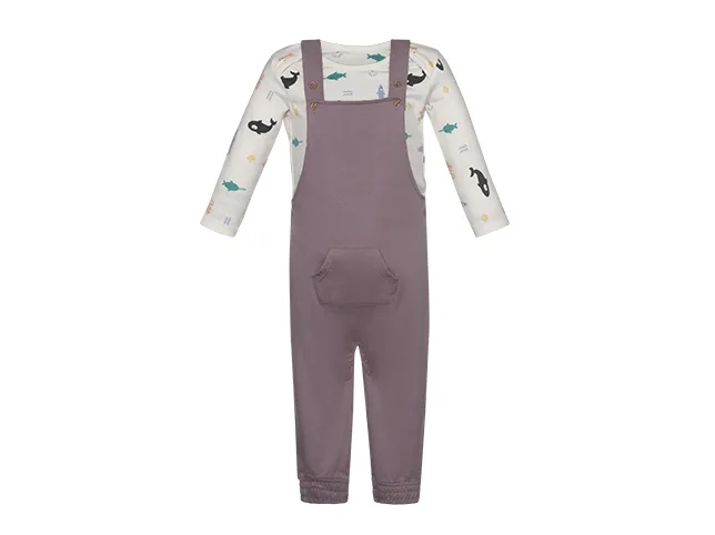 Child&rsquo;s printed dungarees after a complex recolour that leaves the printed sleeves alone