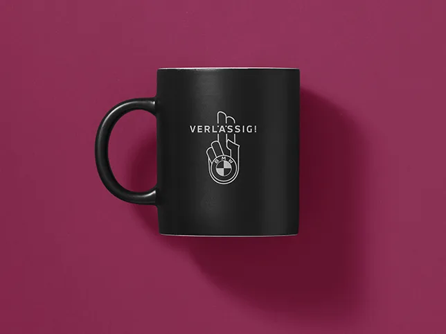 Black branded mug after the scene tint was shifted from blue to magenta