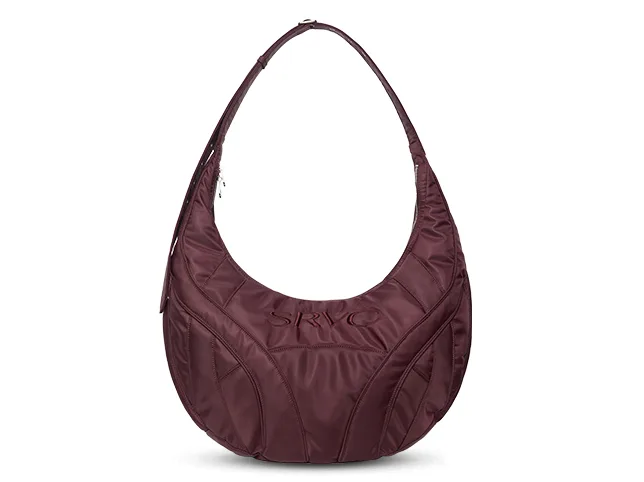 Burgundy hobo handbag after studio clutter was removed for the listing