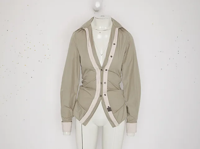 Sage green cardigan before ghost mannequin editing