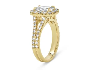 Yellow gold pave ring retouching