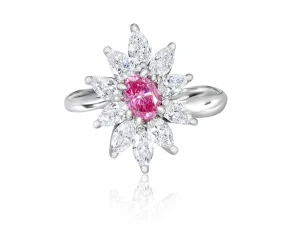 Pink sapphire cluster ring retouching