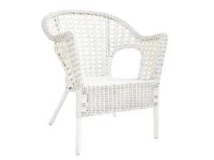 Rattan chair cut out through open weave