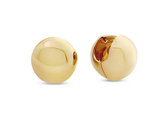 Gold ball earrings after batch listing cleanup on a white background