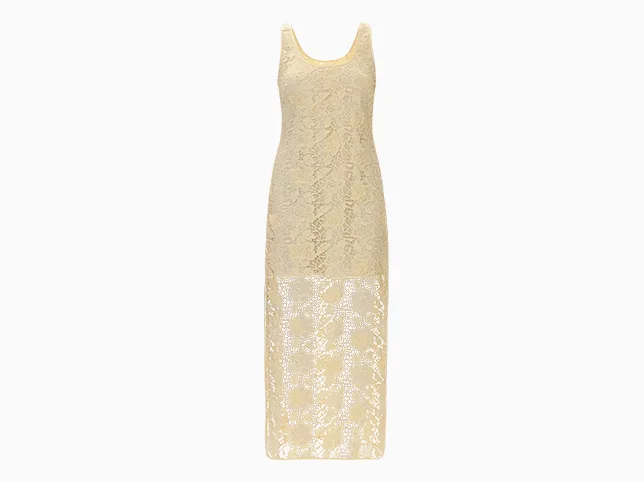 Cream lace dress after the mannequin was removed and the lace kept translucent at the edges