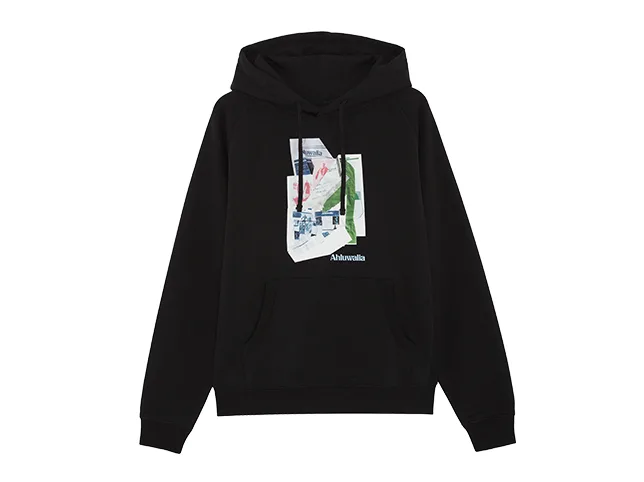 Black graphic hoodie after ghost mannequin editing