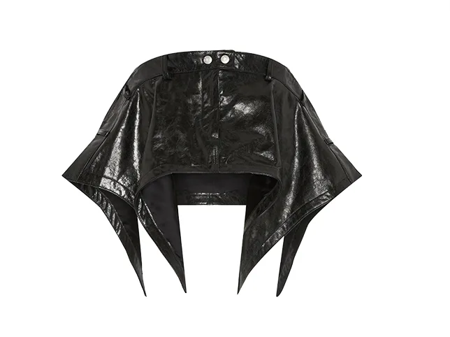 Black leather cropped top after streetwear retouching to one drop standard