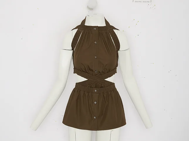 Brown cut-out top before colour correction to the shade the garment really is