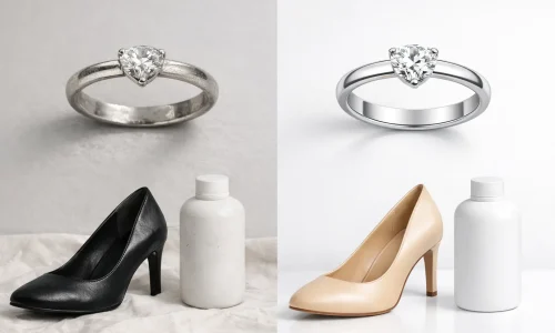 A image shows Product image eidting for ecommerce website with before and after effect